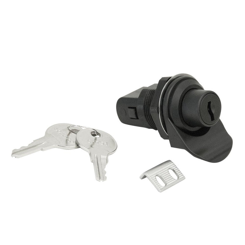 [Australia - AusPower] - Southco 93 Series Plastic Key Locking Push to Close Latch, Pull Tab Perpendicular to Latching Pawl, 0.00"-0.41" Panel Thickness, 0.88"-0.91" Grip Range, Black 