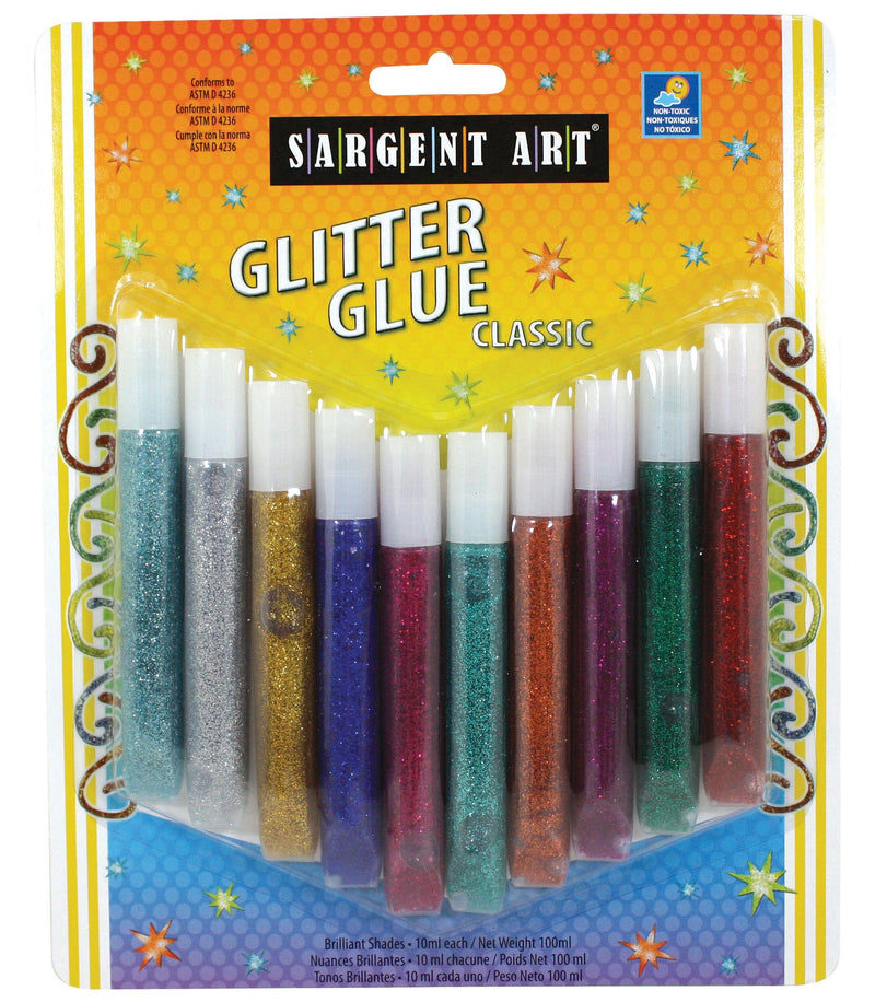 [Australia - AusPower] - Sargent Art 8 Count x 10 ml Glitter Glue Tubes, 8 Assorted Colors, Non-Toxic, Easy Bonding, Washable 