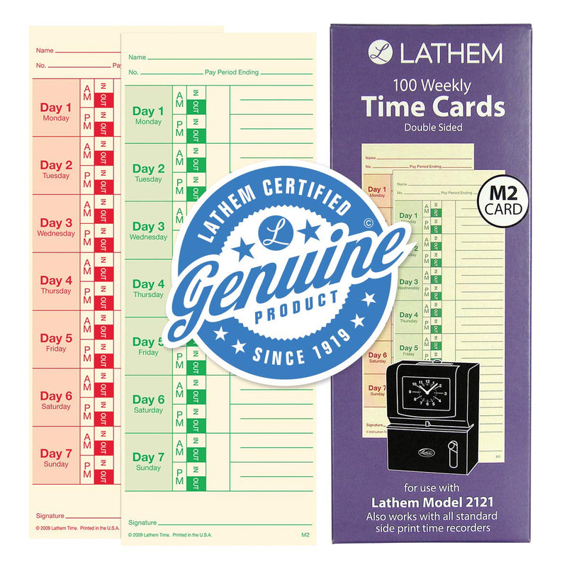 [Australia - AusPower] - Lathem Time Cards, Weekly, 2-Sided, 3 3/8" x 9", Box of 100 