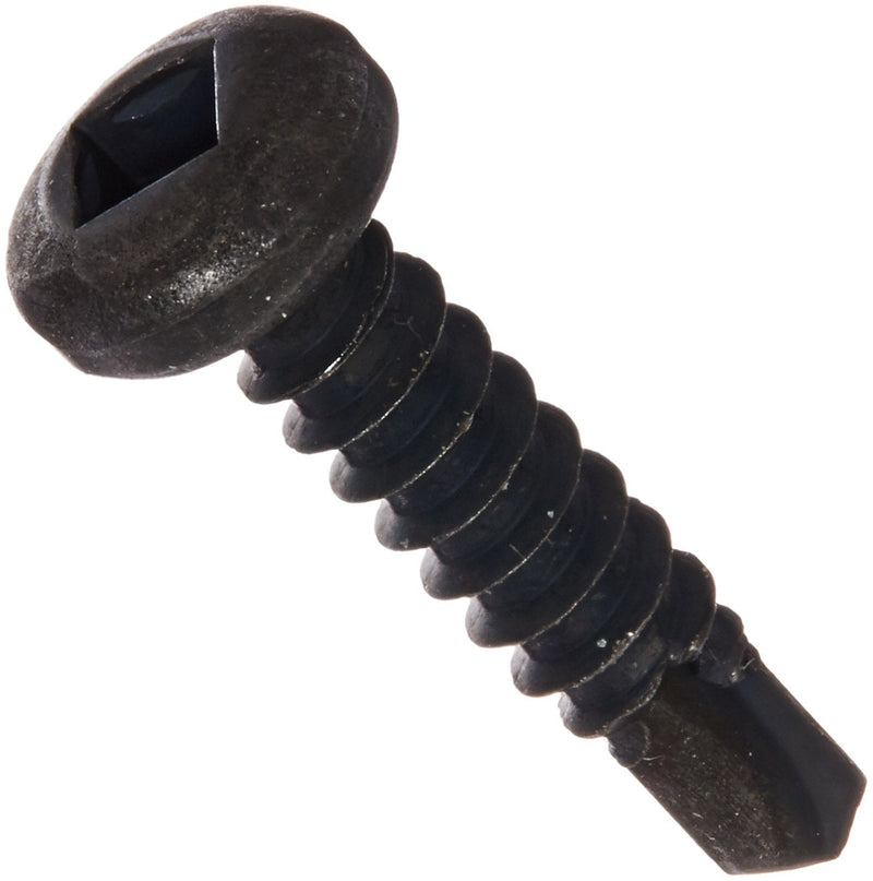 [Australia - AusPower] - Small Parts-0812KQPB Steel Self-Drilling Screw, Black Oxide Finish, Pan Head, Square Drive, #2 Drill Point, #8-18 Thread Size, 3/4" Length (Pack of 100) 