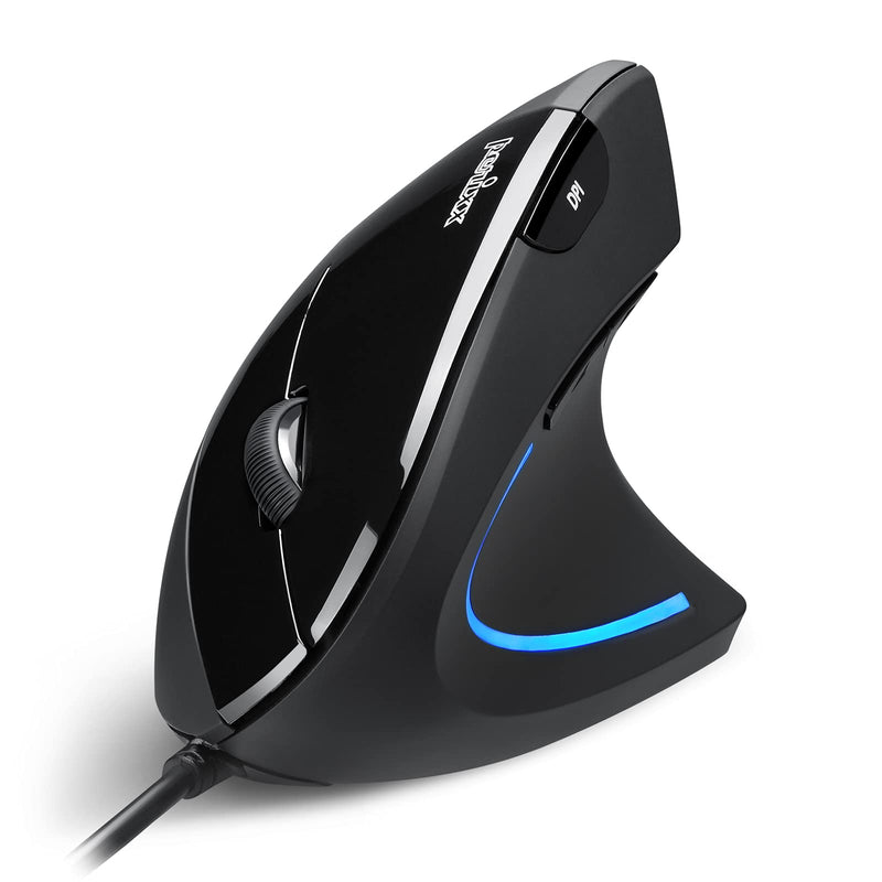 [Australia - AusPower] - Perixx Perimice-513 Wired Vertical USB Mouse, 6 Buttons with 1000/1600 DPI, Right Handed Design, black (11168) 