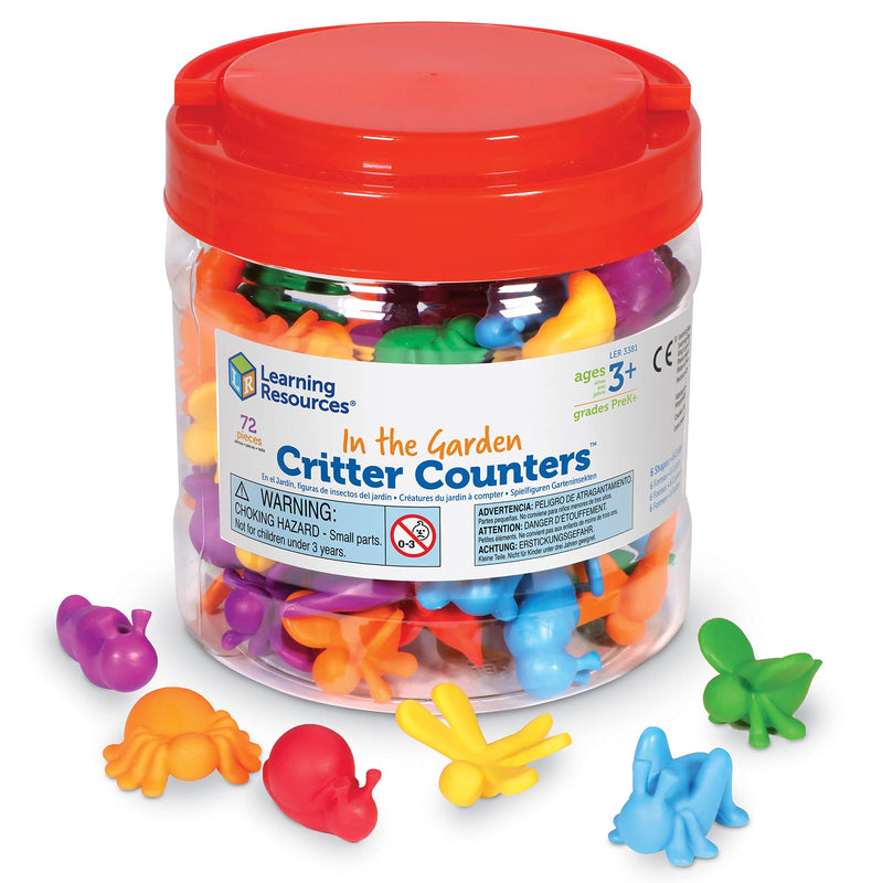 [Australia - AusPower] - Learning Resources in The Garden Critter Counters - 72 Pieces, Ages 3+ Toddler Learning Toys, Math Games for Kids, Math Manipulatives 