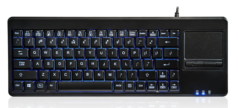 [Australia - AusPower] - Perixx PERIBOARD-315H, Wired USB Backlit Keyboard with Touchpad and 2 USB Ports, Black (10917) 