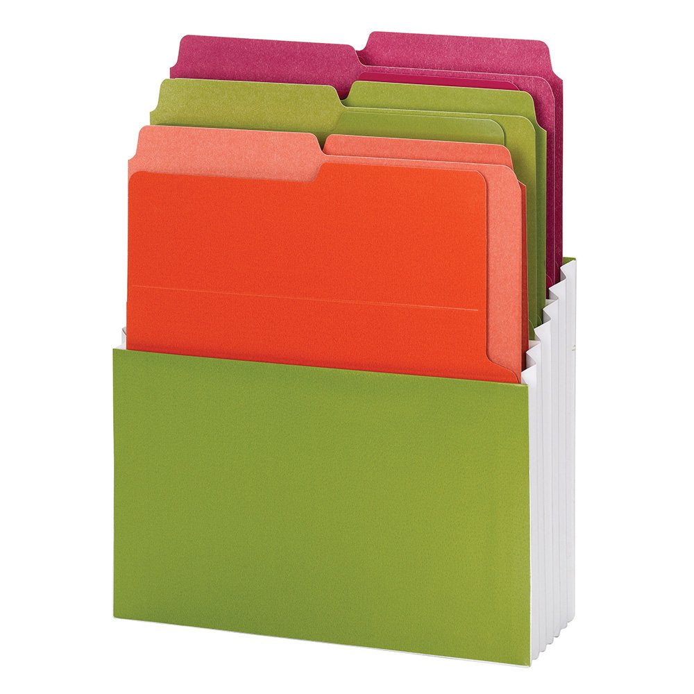 [Australia - AusPower] - Smead Organized Up Vertical Stadium File with Heavyweight Vertical Folders, 3 Pockets, Letter Size, Peridot/Brights (70222) , Green 