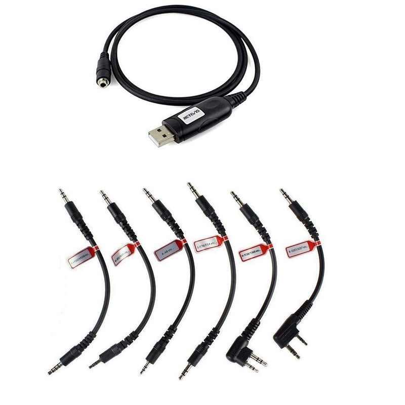 [Australia - AusPower] - Retevis 6 in 1 Two Way Radio Programming Cable,USB Cable with 6 Adapters Programming Cable,for Motorola Baofeng UV-5R Retevis RT21 RT22 RT27 H-777 RT68 RT-5R Walkie Talkies (1 Pack) 