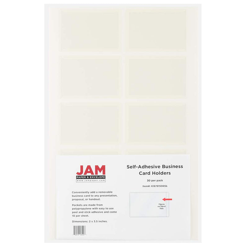 [Australia - AusPower] - JAM PAPER Self-Adhesive Business Card Holders - 2 x 3 1/2 - Clear - 30 Label Pockets/Pack Pack of 30 