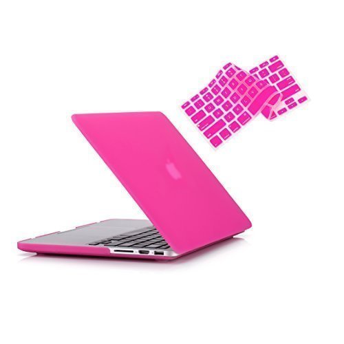 [Australia - AusPower] - RUBAN Case For MacBook Retina Pro 15 inch A1398 (2015-2012) , Plastic Smooth Matte Hard Case Shell with TPU Keyboard Cover, Hot Pink 