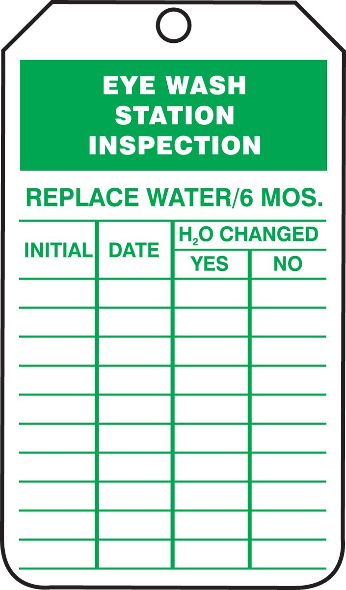 [Australia - AusPower] - Accuform"Eye WASH Station Inspection" Pack of 25 PF-Cardstock Inspection Record Tags, 5.75" x 3.25", Green on White, TRS245CTP 25 Pack 