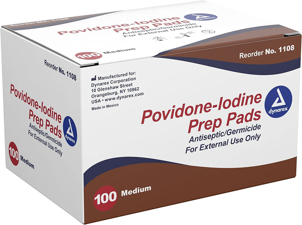 [Australia - AusPower] - 632679EA - PVP Prep Pad Dynarex 10% Strength Povidone-Iodine Individual Packet Medium NonSterile 