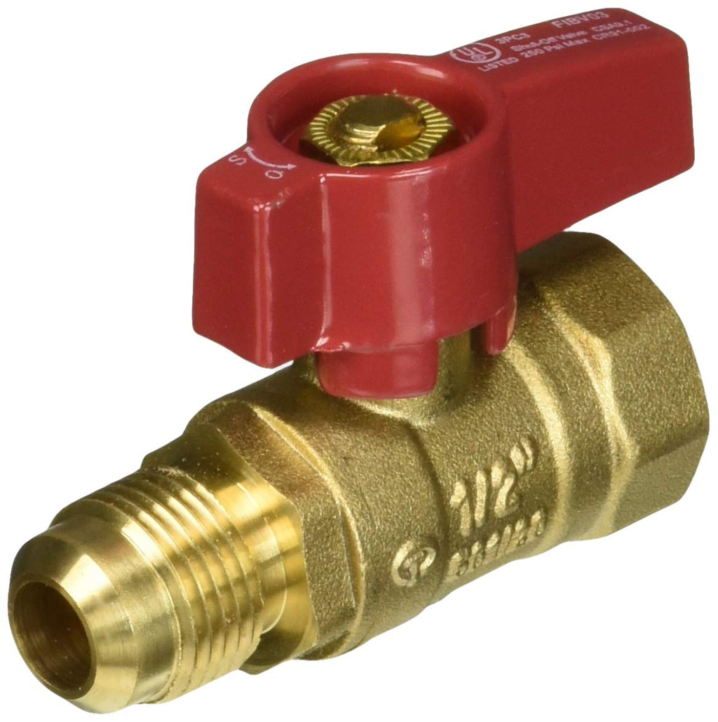 [Australia - AusPower] - LASCO 10-1613 Straight Gas Ball Valve with 1/2-Inch Flare and 1/2-Inch Female Pipe Inlet, Brass 