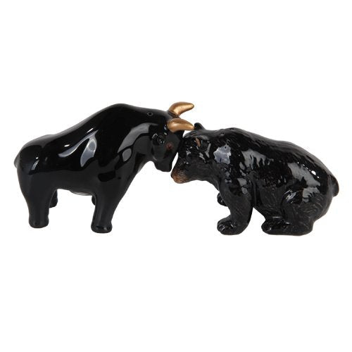 [Australia - AusPower] - Pacific Giftware 3.25" L The Bull & Bear Battle Magnetic Salt & Pepper Shakers -Attractives Collection 