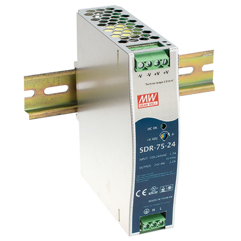 [Australia - AusPower] - MEAN WELL SDR-75-24 Single Output Industrial DIN Rail Power Supply 