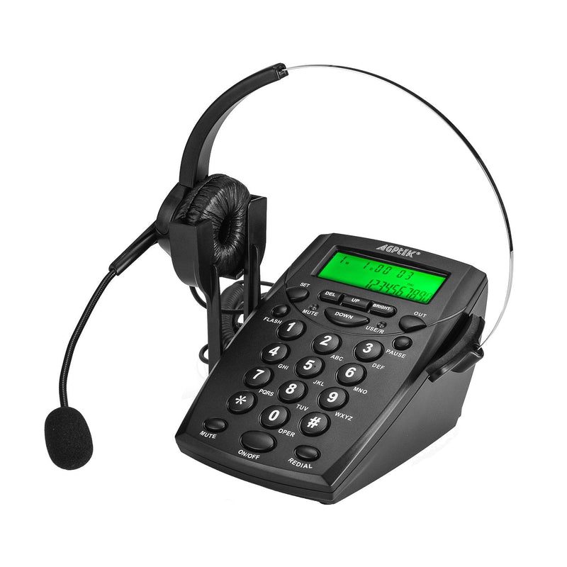 [Australia - AusPower] - AGPtek® Handsfree Call Center Dialpad Corded Telephone #HA0021 with Monaural Headset Headphones Tone Dial Key Pad & REDIAL- 1 Year Warranty Keypad headset 