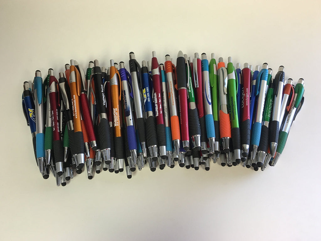 [Australia - AusPower] - 100 Lot Misprint Ink Pens with Soft Tip Stylus for Touch Screen, Assorted Barrel 
