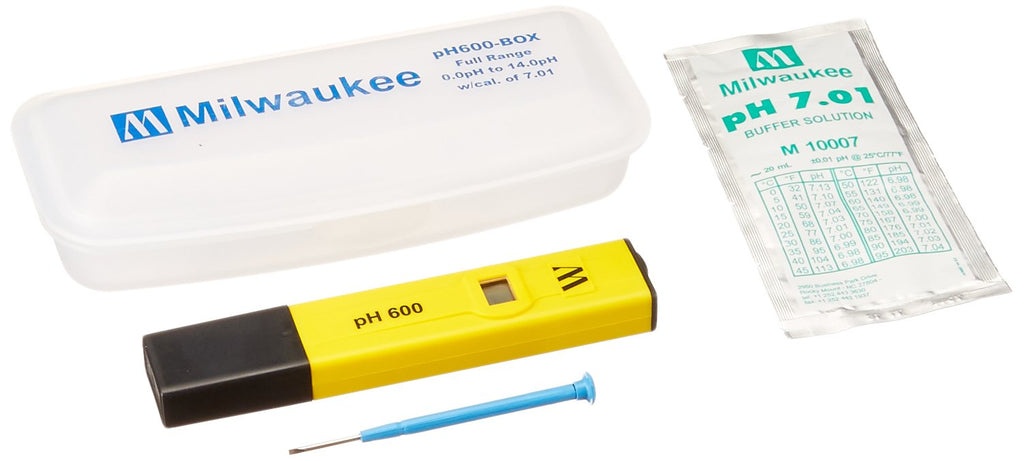 [Australia - AusPower] - Milwaukee Instruments PH600BOX pH600 Economic Pocket Sized pH Temperature Meter with Protective Case and 7.01 Ca 