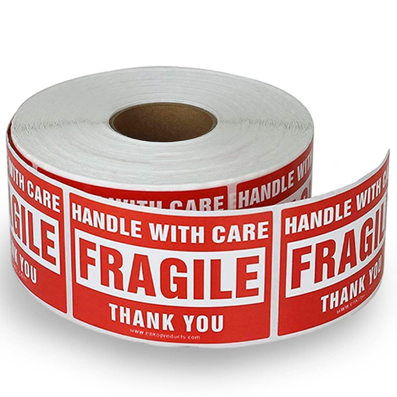[Australia - AusPower] - enKo - 2 x 3 Inch Fragile Stickers Handle with Care Warning Packing Shipping Label - Permanent Adhesive (1 Roll, 500 Labels) 1 Roll - 500 Labels 