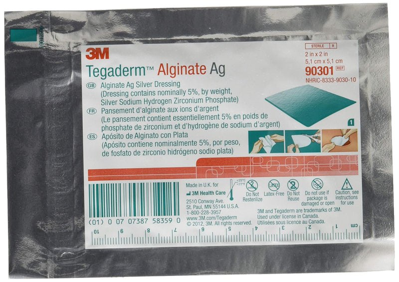 [Australia - AusPower] - 3M Tegaderm Alginate AG Silver Dressing, 2" Square, Box of 10 