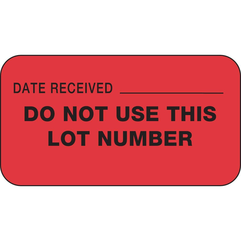 [Australia - AusPower] - PDC Healthcare 59704156 Paper Label, Fluorescent Red Label with Black Text, "Date Received and Do Not Use This Lot Number", 1.625" Width x 0.875" Length (Roll of 1000) 