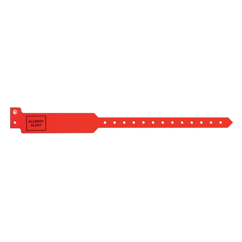[Australia - AusPower] - PDC Healthcare Sentry 5052-16-PDJ Polyester Adult Alert Wristband, "Allergy Alert" Pre-Printed, Permanent Snap Closure, Red (Box of 250) 
