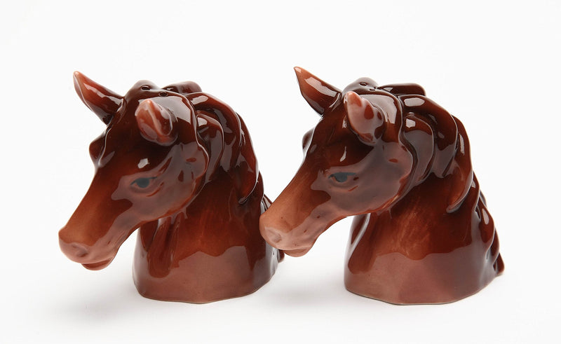[Australia - AusPower] - Cosmos Gifts Ceramic Horse Salt and Pepper Set, 3-5/8-Inch, Brown 