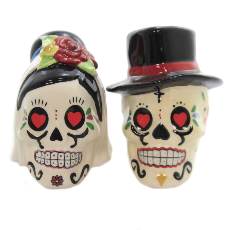 [Australia - AusPower] - Day of the Dead Bride and Groom Skulls Ceramic Salt and Pepper Shakers 