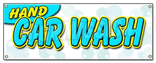 [Australia - AusPower] - Hand CAR WASH Banner Sign Detail Wax car wash Clean auto Service 18''x48" 