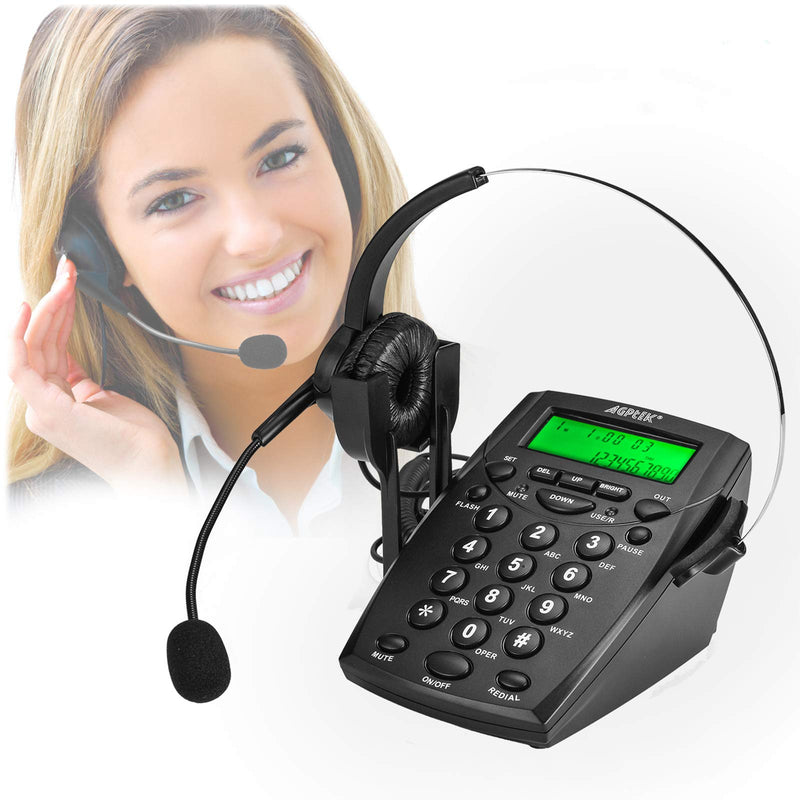 [Australia - AusPower] - AGPtek Call Center Dialpad Headset Telephone with Tone Dial Key Pad & REDIAL Black 