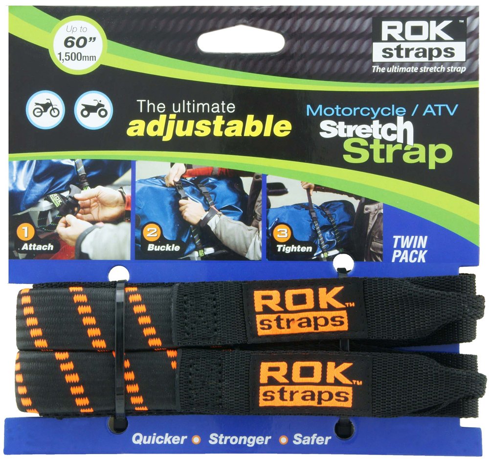 [Australia - AusPower] - ROK Straps ROK-10031 Black/Orange 18" - 60" Motorcycle/ATV Adjustable Stretch Strap 