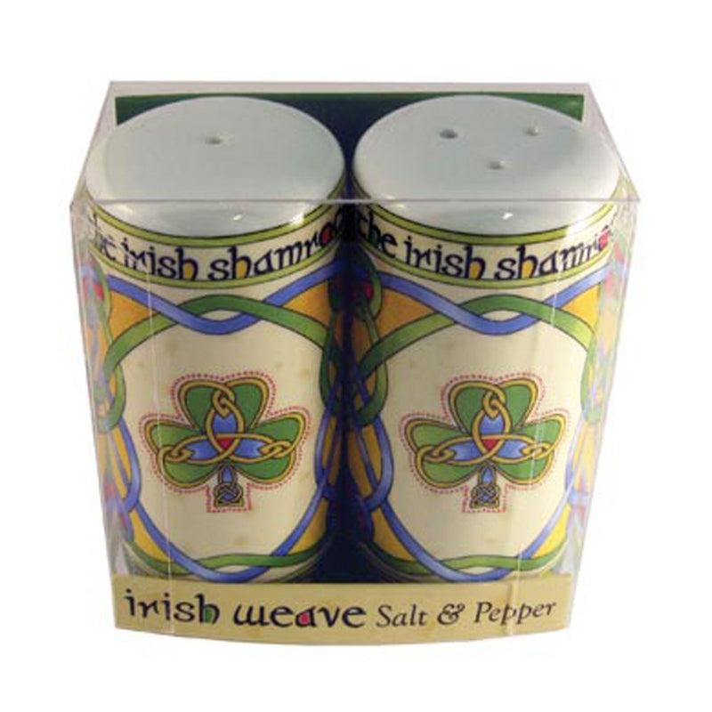 [Australia - AusPower] - Irish Salt and Pepper Shaker Celtic Design Shamrock 