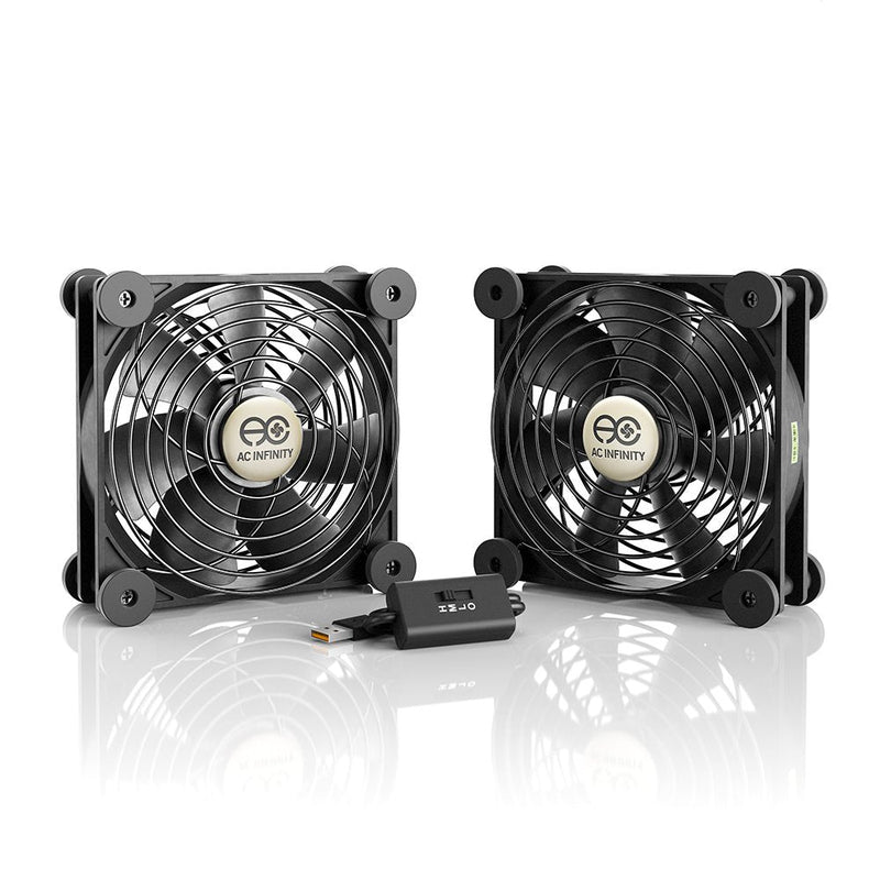 [Australia - AusPower] - AC Infinity MULTIFAN S7, Quiet Dual 120mm USB Fan, UL-Certified for Receiver DVR Playstation Xbox Computer Cabinet Cooling 