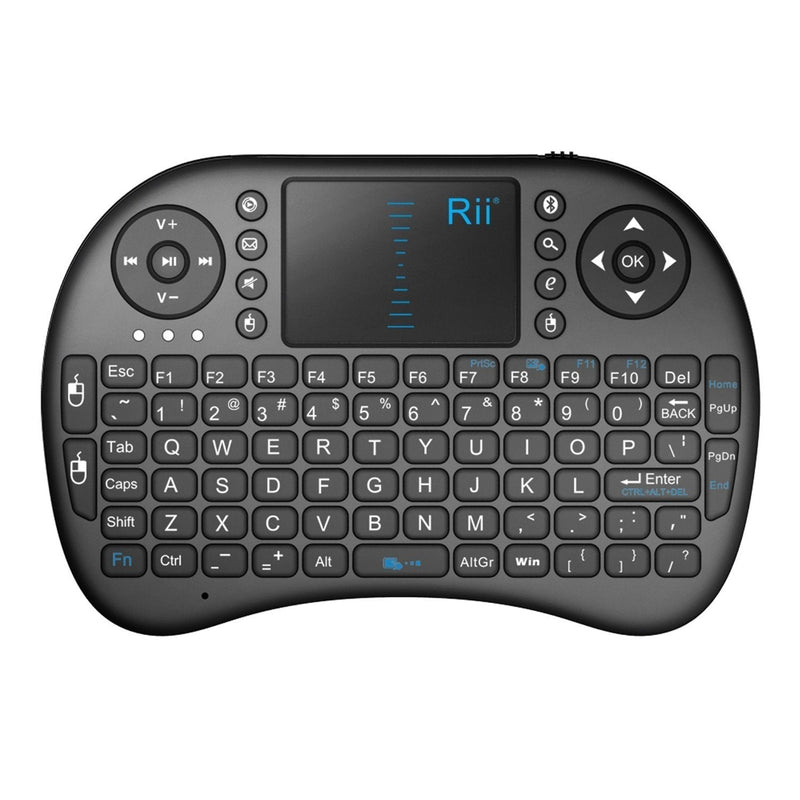 [Australia - AusPower] - Rii i8 Mini Bluetooth Keyboard with Touchpad＆QWERTY Keyboard, Portable Wireless Keyboard with Remote Control for Smartphones /laptop/PC/Tablets/ Windows/Mac/ TV/Xbox/PS3/Raspberry Pi .Black 