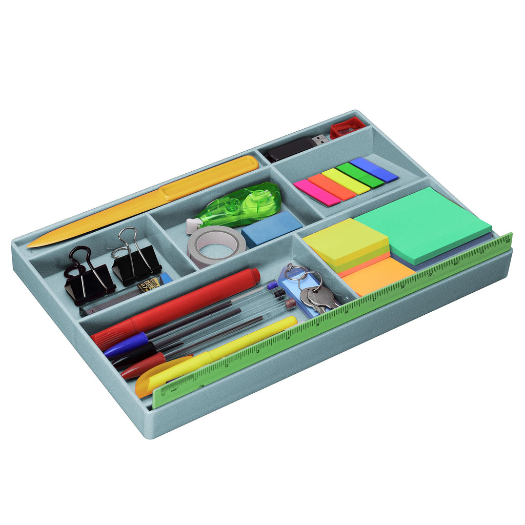 [Australia - AusPower] - Acrimet Desk Drawer Organizer Tray with 8 compartments Bin Multi-Purpose for Desk Supplies and Accessories (Plastic) (Granite Color) 