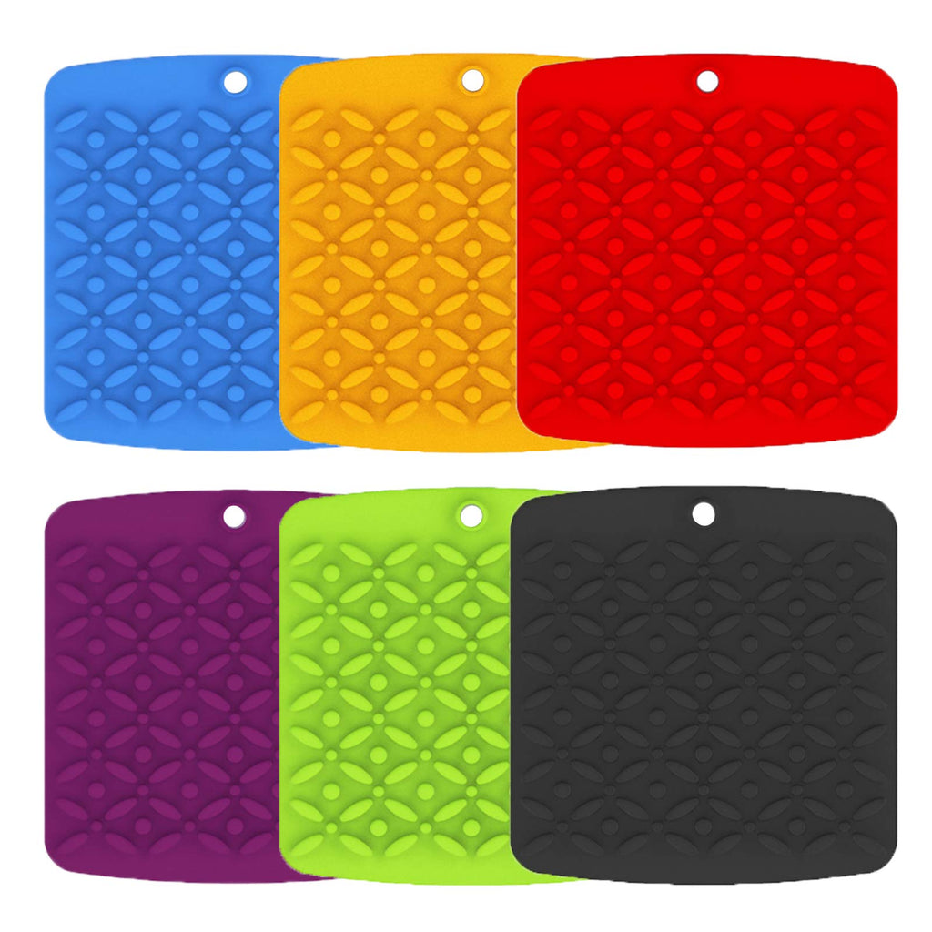 [Australia - AusPower] - Bekith 6 Pack Silicone Trivet Mat Hot Pot Holder Driying Mat for Hot Dishes, Hot Pots and Hot Pan, Non Slip Heat Resistant Hot Pads for Tables, Countertop, Spoon Rest, Jar Opener 