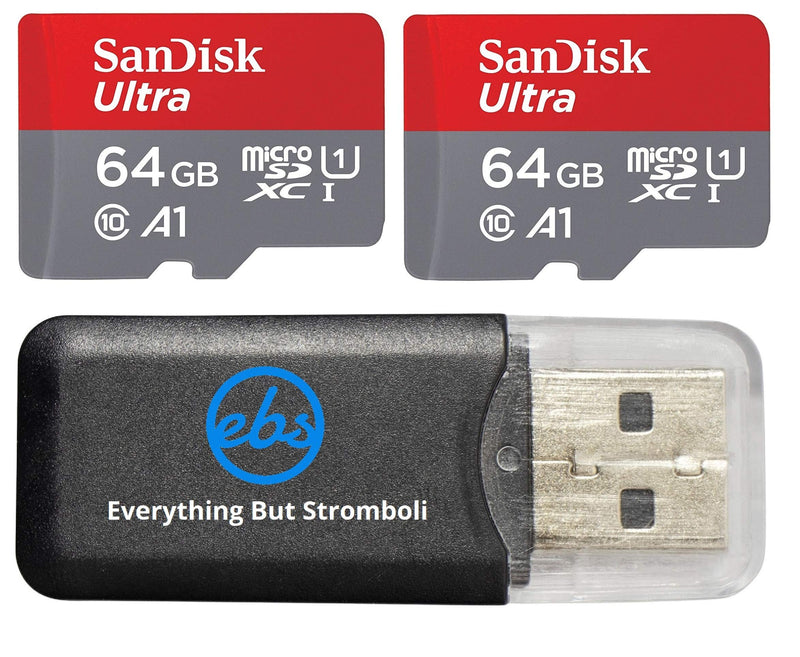 [Australia - AusPower] - Sandisk Ultra micro SDXC Micro SD UHS-1 TF Memory Card 64GB 64G (Two Pack 64GB x2 =128GB) Class 10 w/ (1) Everything But Stromboli Memory Card Reader 