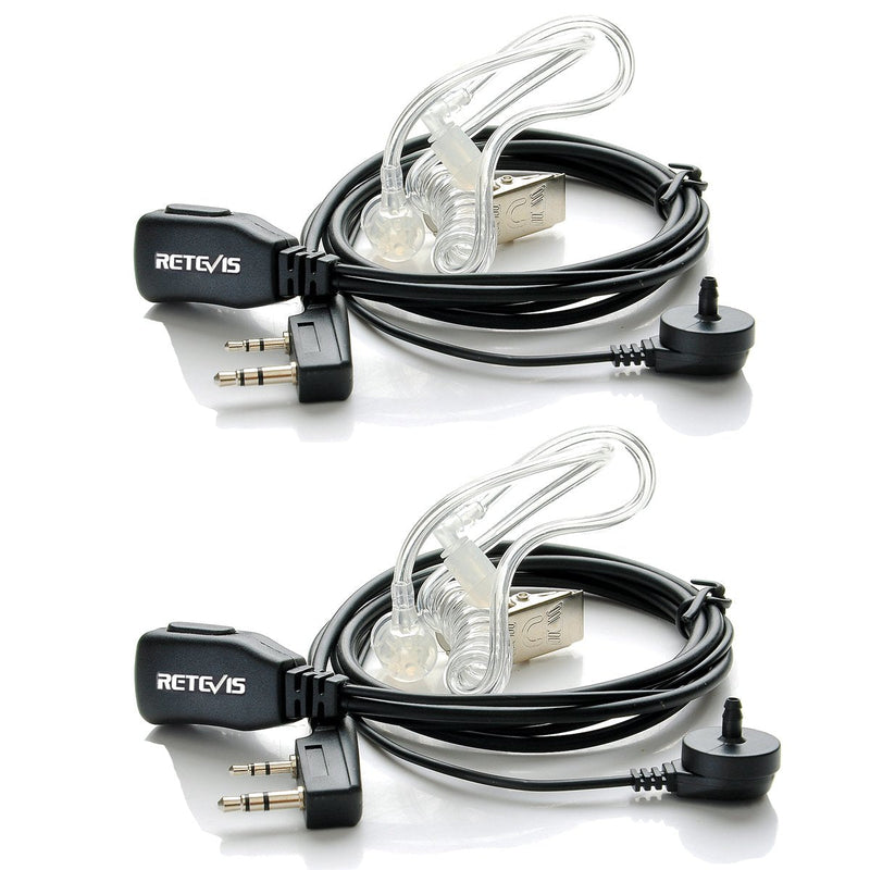 [Australia - AusPower] - Retevis RT22 Walkie Talkie Earpiece 2 Pin Acoustic Tube Headset with Mic PTT for Retevis RT15 RT21 H-777 RT68 Baofeng UV-5R BF-888S Two Way Radios (2 Pack) 