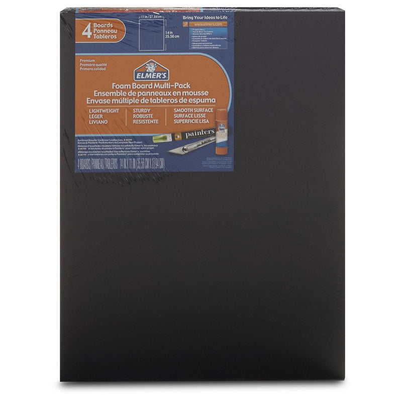 Elmer's Foam Boards, 11 x 14 Inches, Black/Black Core, 4Count (950024