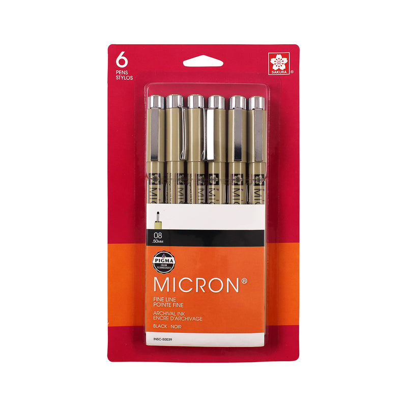 [Australia - AusPower] - Sakura Pigma Micron Black #49, 6 Count (Pack of 1) 6 Count (Pack of 1) 