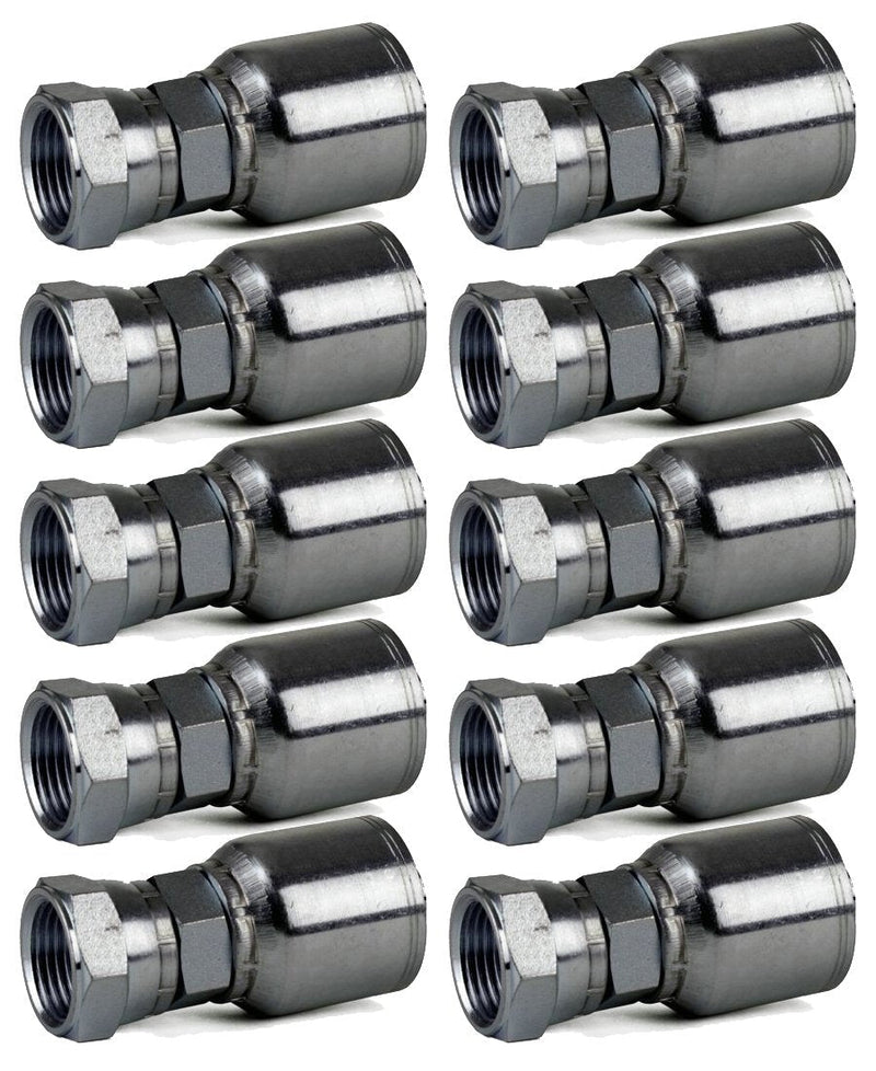 [Australia - AusPower] - 10 Pack Erie Tools FJX-04-06 1/4" Hose x 3/8" JIC 37° Female Swivel Hydraulic Hose Fitting 