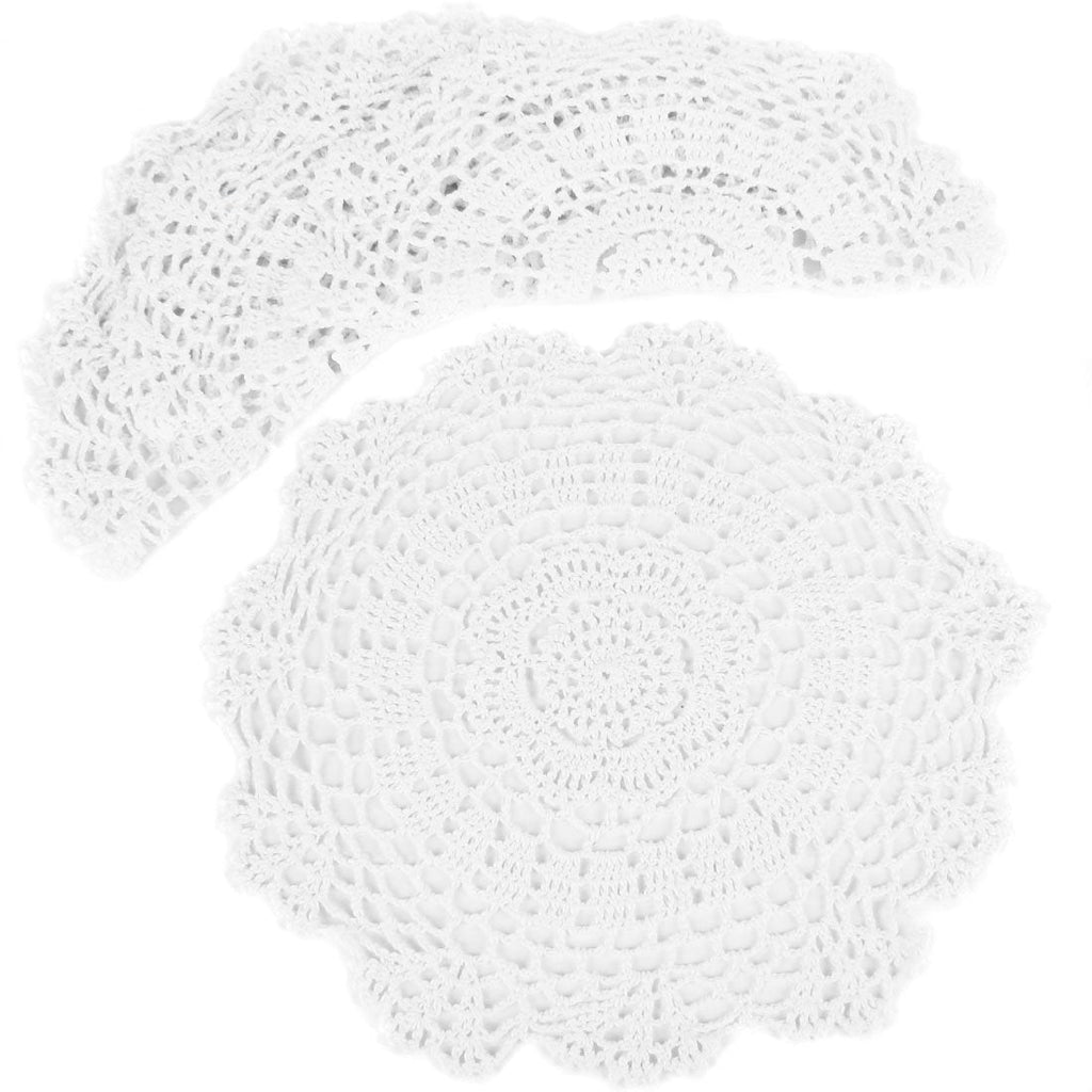 [Australia - AusPower] - kilofly Crochet Cotton Lace Table Placemats Doilies Value Pack, 4pc, White, Floral, 12 inch 12 inch white 