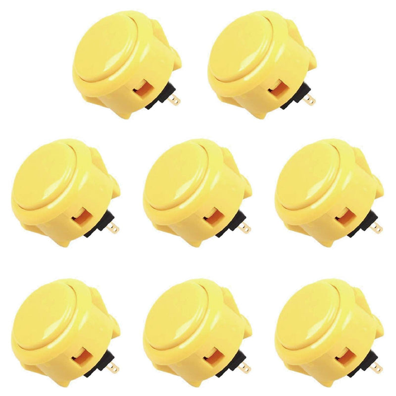 [Australia - AusPower] - Sanwa 8 pcs OBSF-30 Original Push Button 30mm - for Arcade Jamma Video Game & Arcade Joystick Games Console (Yellow) S@NWA Yellow 