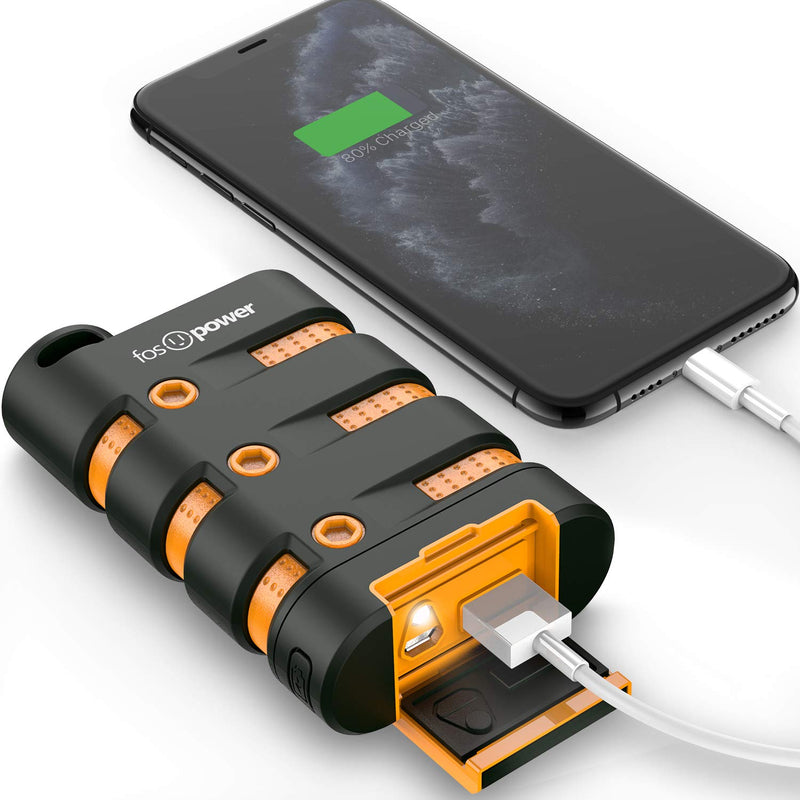 [Australia - AusPower] - FosPower 10,050mAh USB C Power Bank, 2.1A Dual USB Output Portable Charger (IP67 Rating Water/Shock/Dust Proof) Rugged Heavy Duty External Battery Phone Charger for Outdoor Camping Emergency 