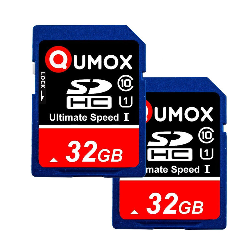 [Australia - AusPower] - QUMOX 2X 32GB SD HC 32 GB SDHC Class 10 UHS-I Secure Digital Memory Card HighSpeed Write Speed 40MB/S Read Speed Upto 80MB/S 