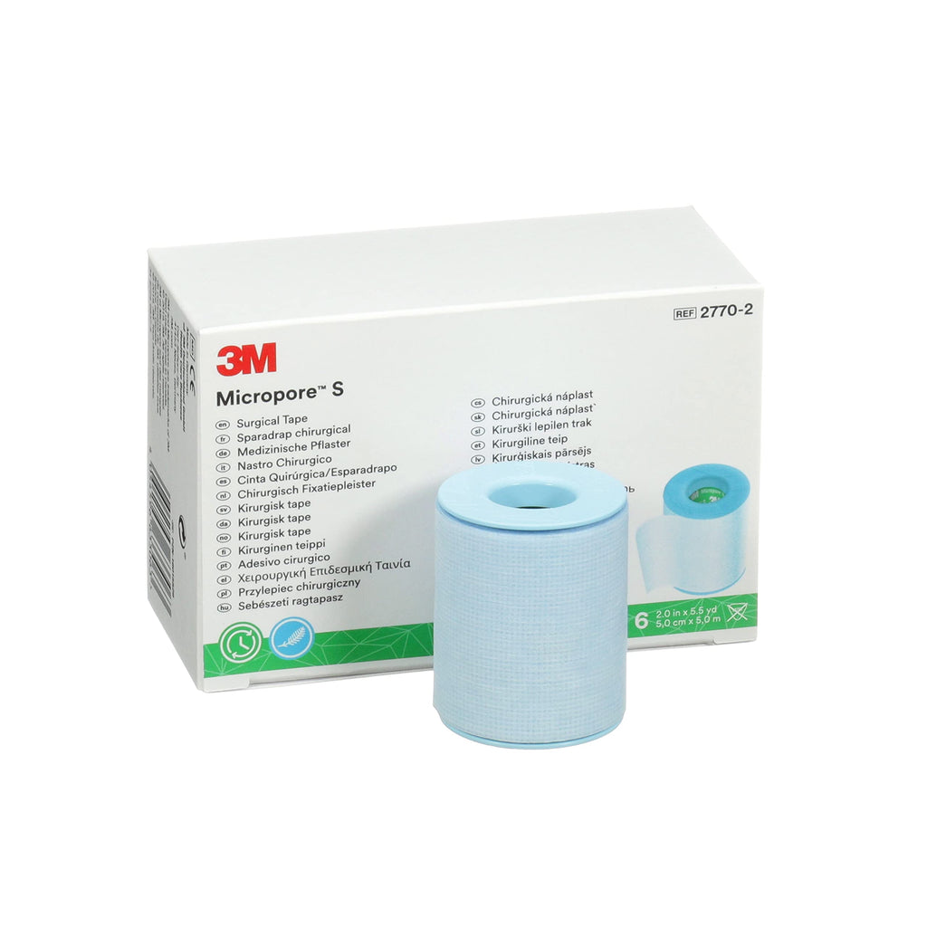 [Australia - AusPower] - 3M™ Micropore™ S Surgical Tape, 2770-2, 2 inch x 5.5 yard (2.5 cm x 5 m), 6 Rolls/Box, 10 Boxes/Case 