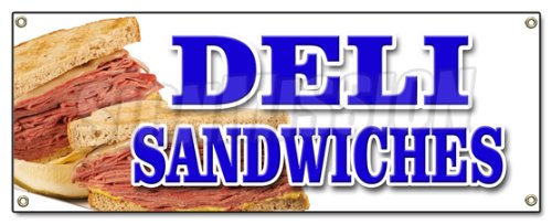 [Australia - AusPower] - Deli Sandwiches Banner Sign Delicatessen Sub Cornbeef Pastrami Roll Pickels 18''X 48" 