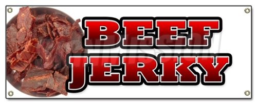 [Australia - AusPower] - Beef Jerky Banner Sign Meat Dried Spices dehydrated Salted Smoked 18''x48" 