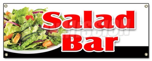 [Australia - AusPower] - Salad BAR Banner Sign Dressing Restaurant Buffet Salad Supermarket Vegetables 18''x48" 