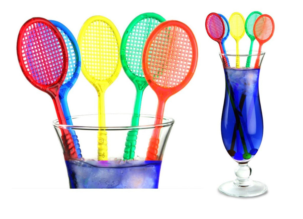 [Australia - AusPower] - Tennis Racquet Cocktail Stirrers - Multi Color Party Swizzles (20) 