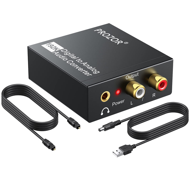 [Australia - AusPower] - PROZOR 192KHz Digital to Analog Audio Converter DAC Digital SPDIF Optical to Analog L/R RCA Converter Toslink Optical to 3.5mm Jack Adapter for PS3 HD DVD PS4 Amp Apple TV Home Cinema 