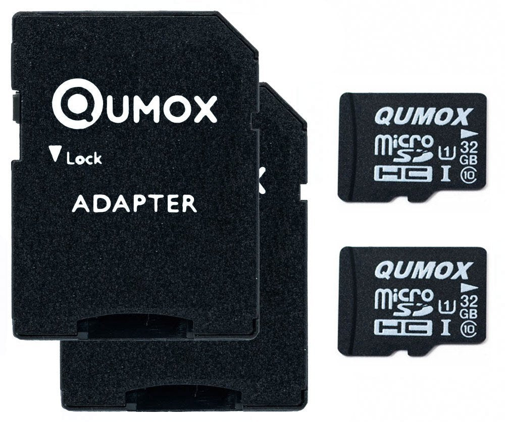 [Australia - AusPower] - QUMOX 2X 32GB Micro SD Memory Card Class 10 UHS-I 32 GB HighSpeed Write Speed 15MB/S Read Speed Upto 70MB/S 
