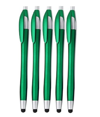 [Australia - AusPower] - Stylus with Ball Point Pen (5 Pack) Compatible with Motorola Xoom, Droid, Samsung Galaxy S IV / S4, Galaxy S III/S3 GT-I9300, Asus Eee Pad Transformer, Asus Memo, Asus Padfone, ViewSo, 5 Pack Green 